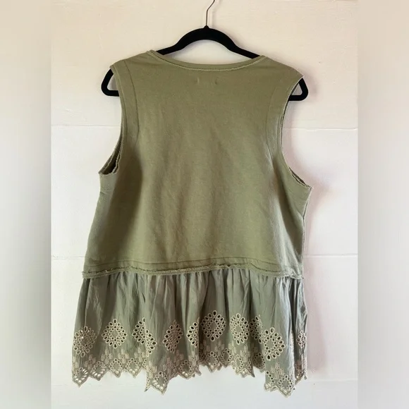 Women’s XL eyelet beach pool concert cottagecore Prairie fairy sweatshirt tank - Picture 5 of 6